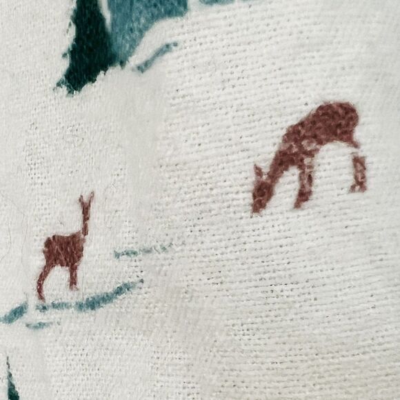 L.L. Bean Green & White Pine Tree Winter Scene Cozy Flannel Pajama Pants Large - Picture 4 of 9